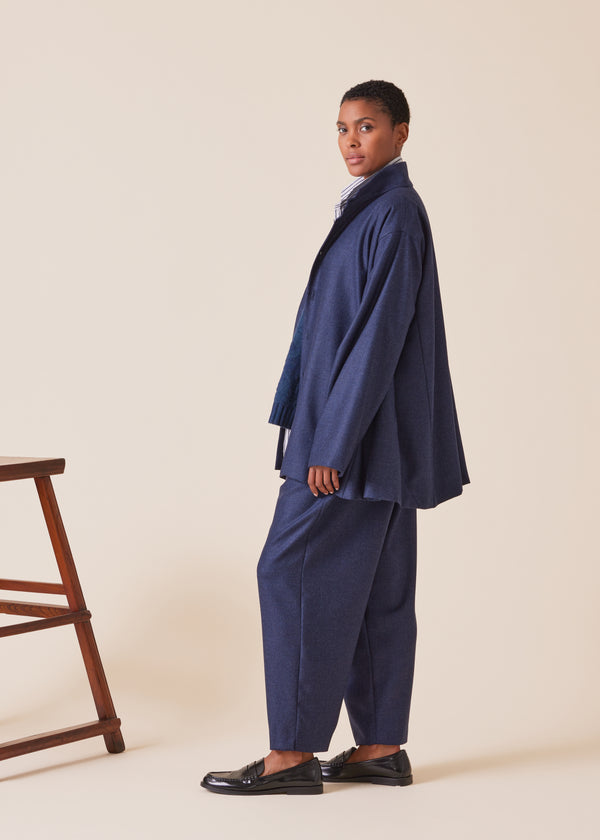 Eskandar Wool Silk Mix Caucasus Jacket With Notch Collar - Long