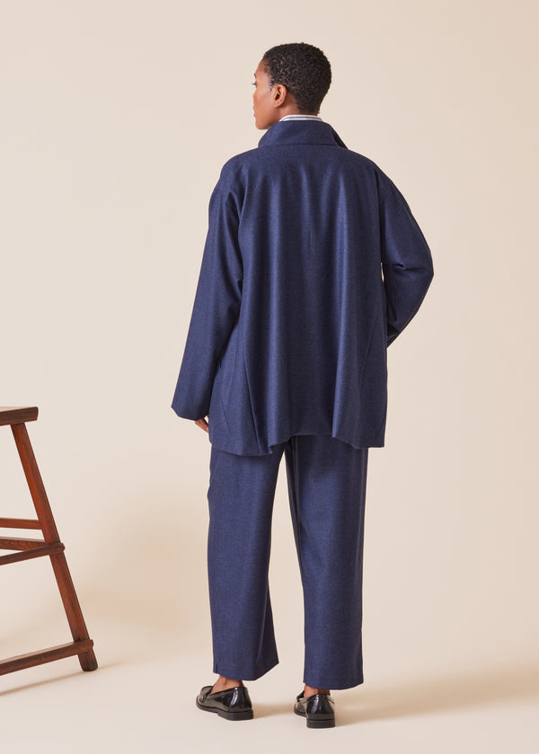 Eskandar Wool Silk Mix Caucasus Jacket With Notch Collar - Long