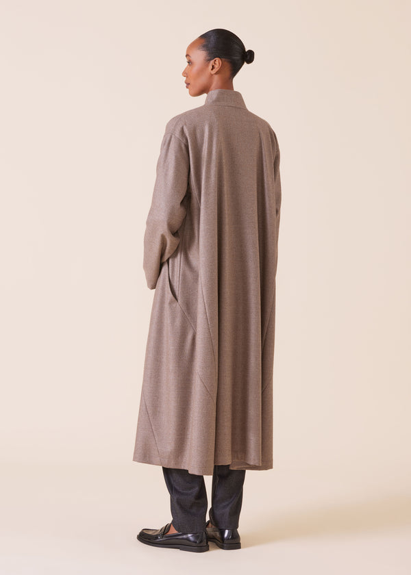 Eskandar Wool Silk Mix Caucasus Robe Coat With Stand Collar