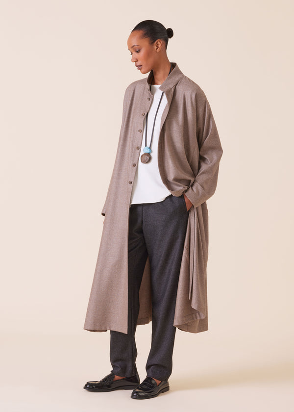 eskandar wool silk mix caucasus robe coat with stand collar