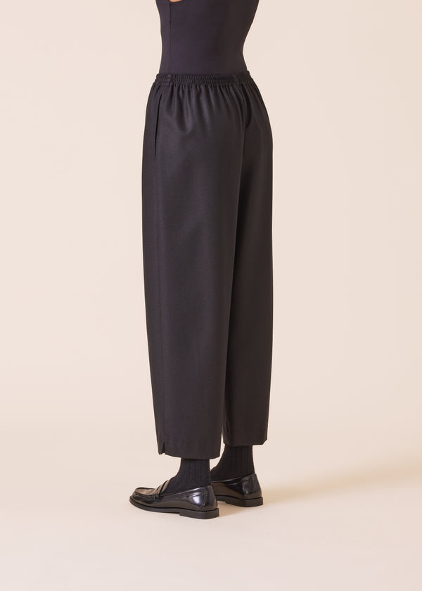 Eskandar Wool Silk Mix Longer Japanese Trouser With Ankle Slits