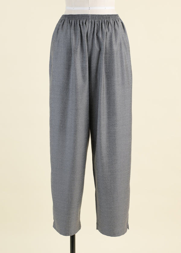 eskandar wool silk mix longer japanese trouser with ankle slits