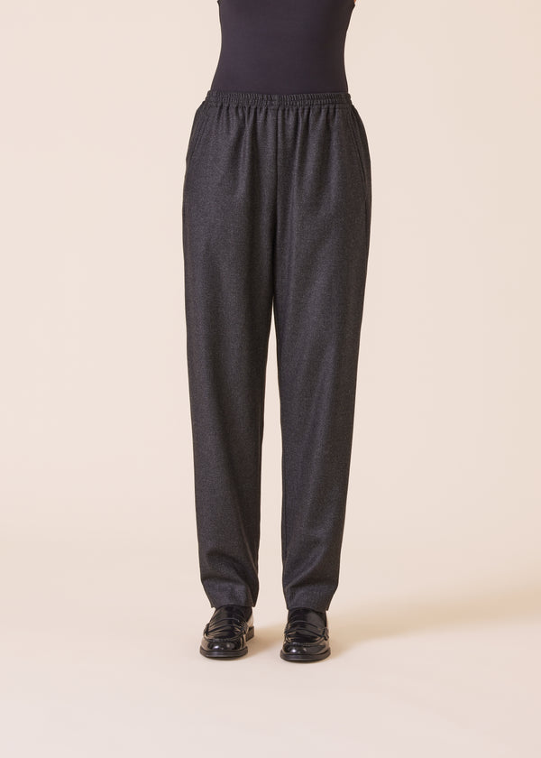 eskandar wool silk mix side insert tapered regular trouser