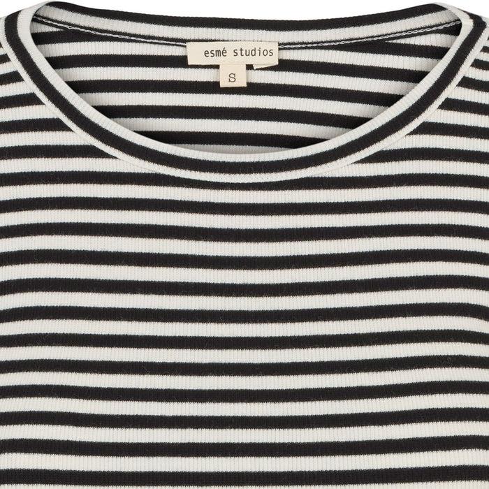 Esmé Studios ESBlossom Stripe LS Top GOTS - Snow White Black Stripe