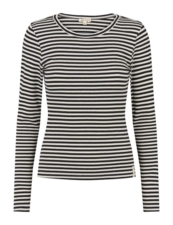 esmé studios ESBlossom Stripe LS Top GOTS - Snow White Black Stripe