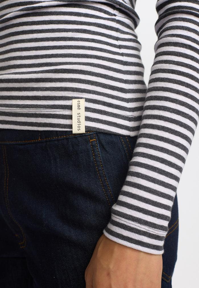 Esmé Studios ESBloom Stripe LS Top GOTS - Nine Iron