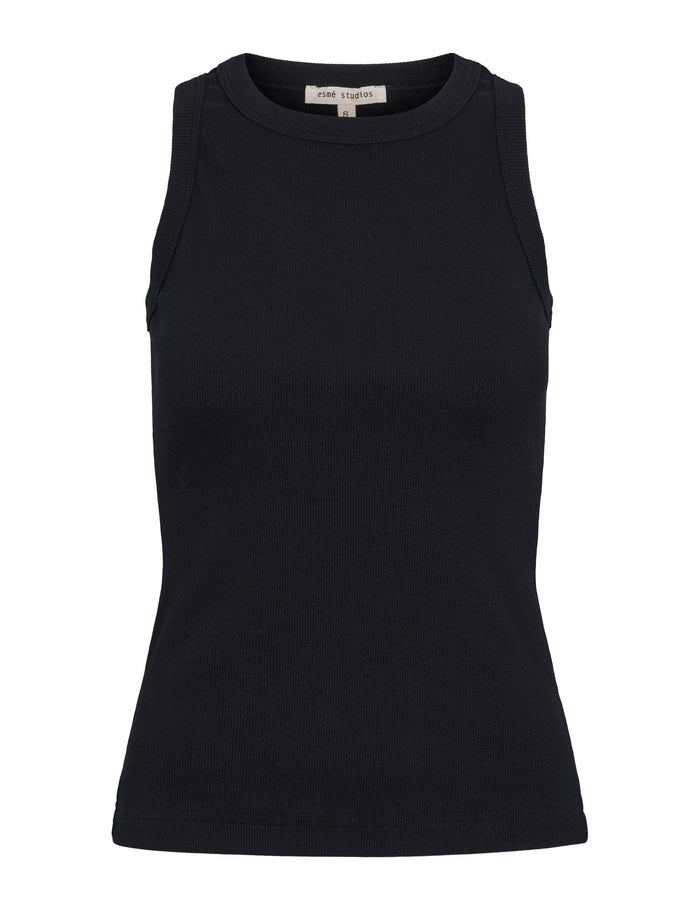 Esmé Studios ESBlossom Racerback Rib Tank - Black