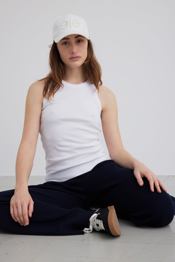 Esmé Studios ESBlossom Racerback Rib Tank - White