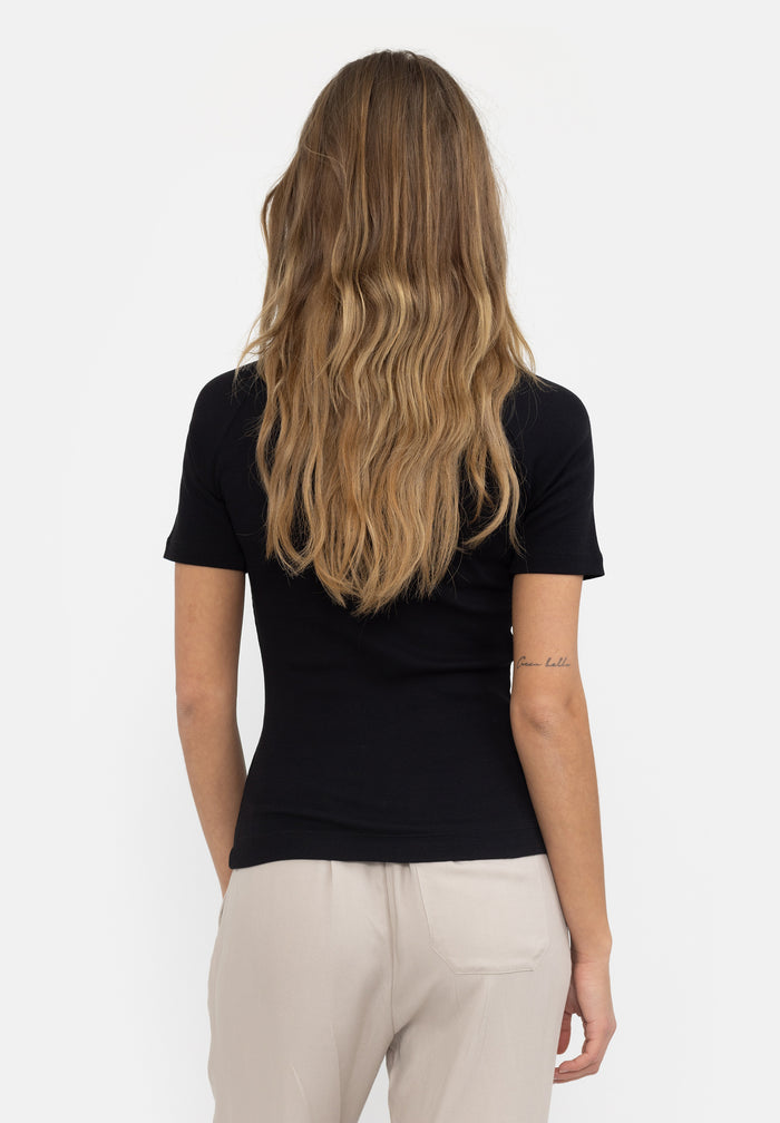 esmé Studios ESBlossom SS O-neck Rib T-shirt - Black