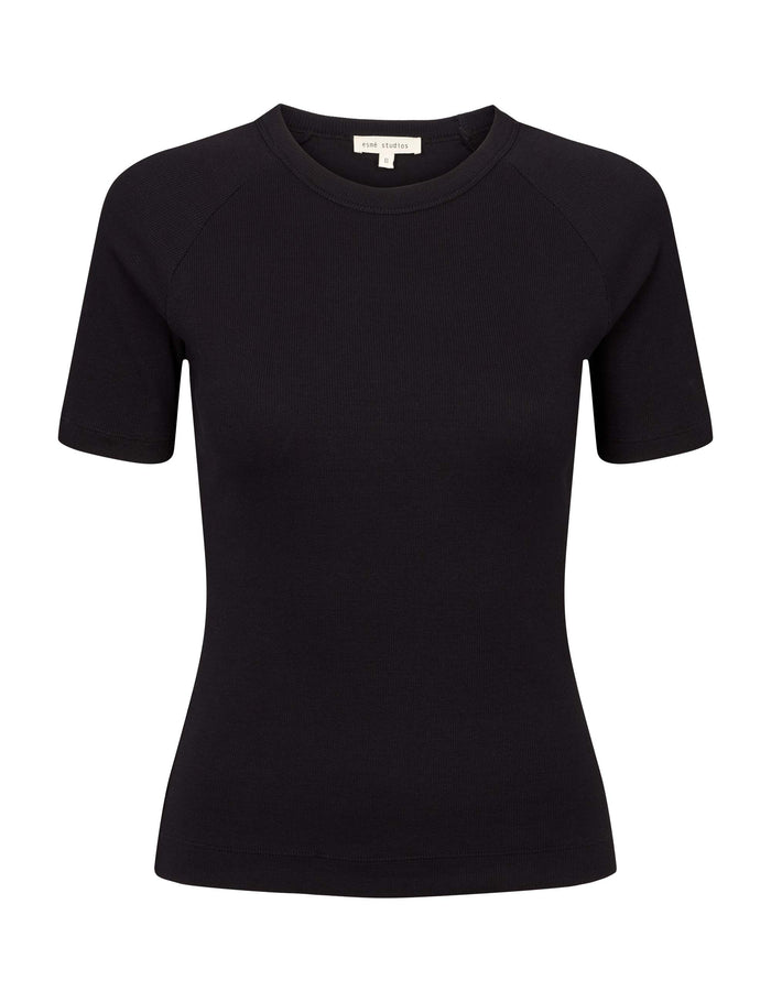 esmé Studios ESBlossom SS O-neck Rib T-shirt - Black