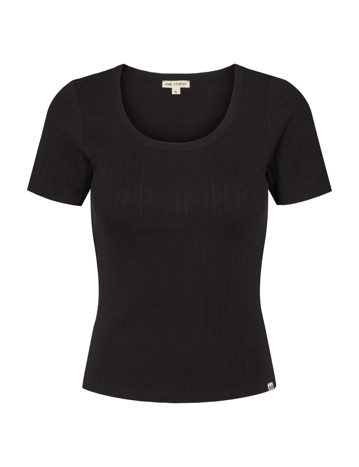 esmé studios ESElla Wide O-neck Top GOTS - Black