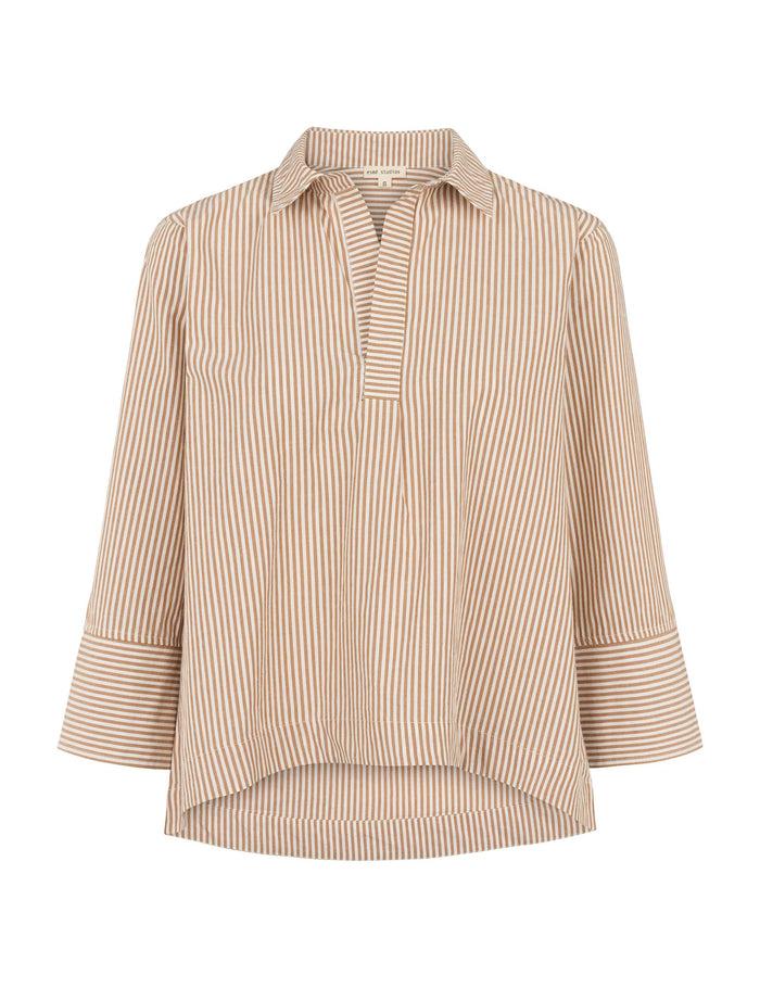 esmé studios ESHella Blouse GOTS - Brown Stripe