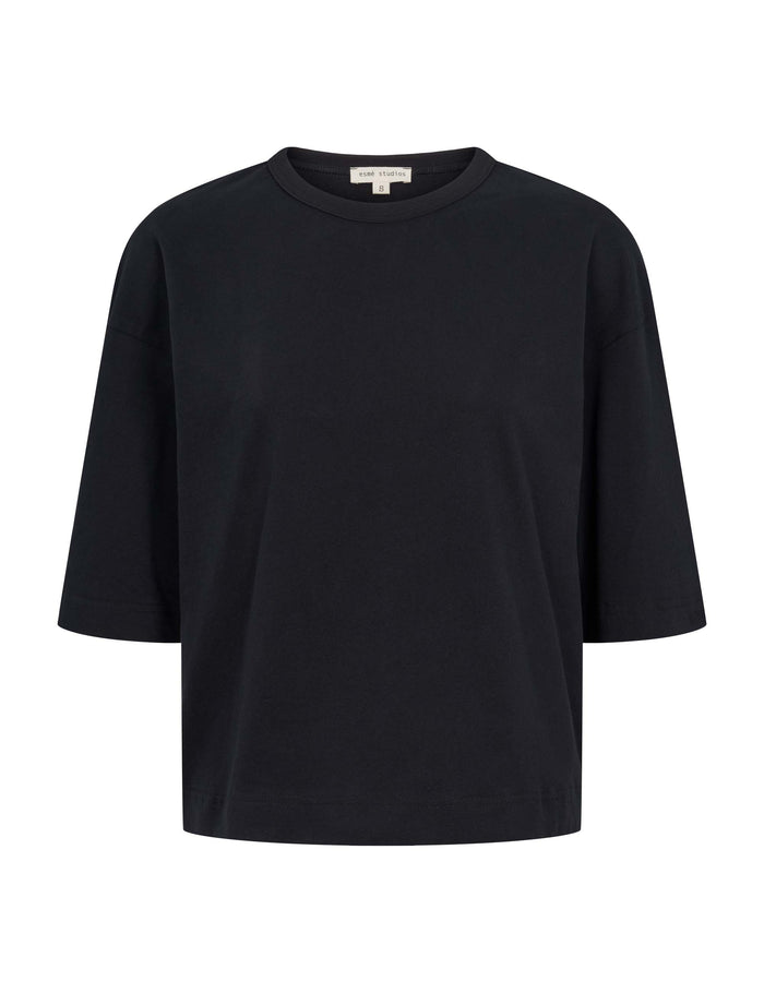 esmé studios ESSigne 2/4 Boxy T-shirt GOTS - Black