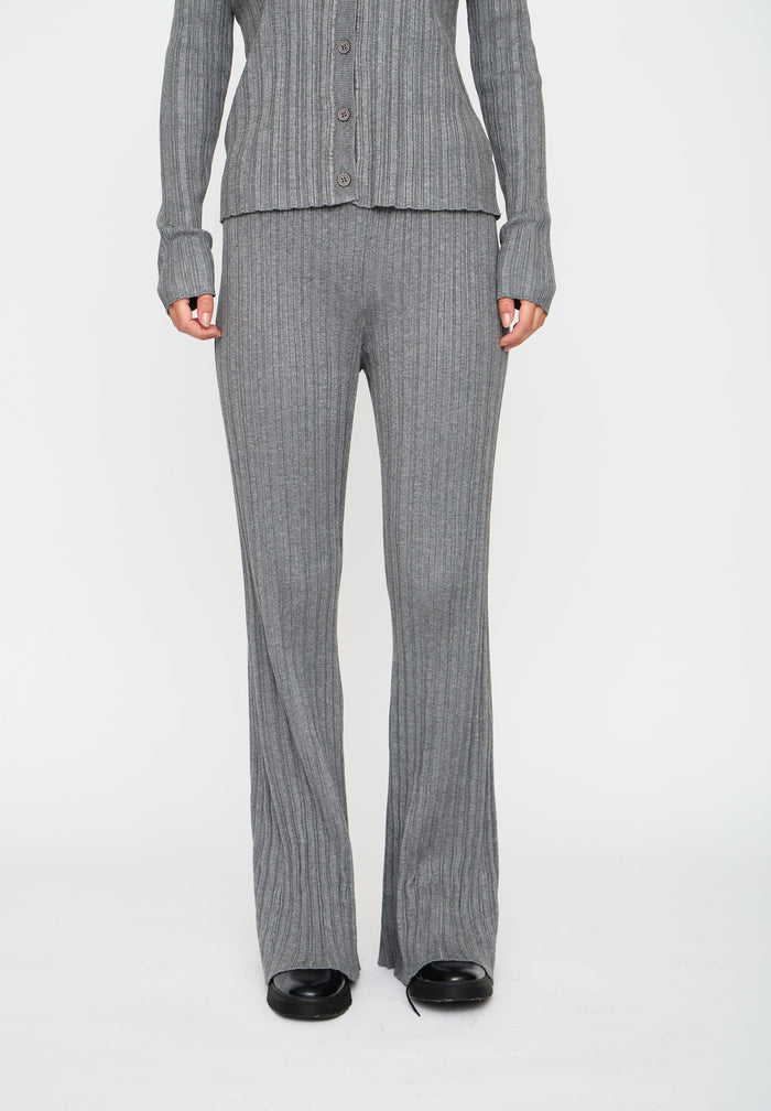 esmé studios ESMedina Flared Knit Pants - Gray Melange