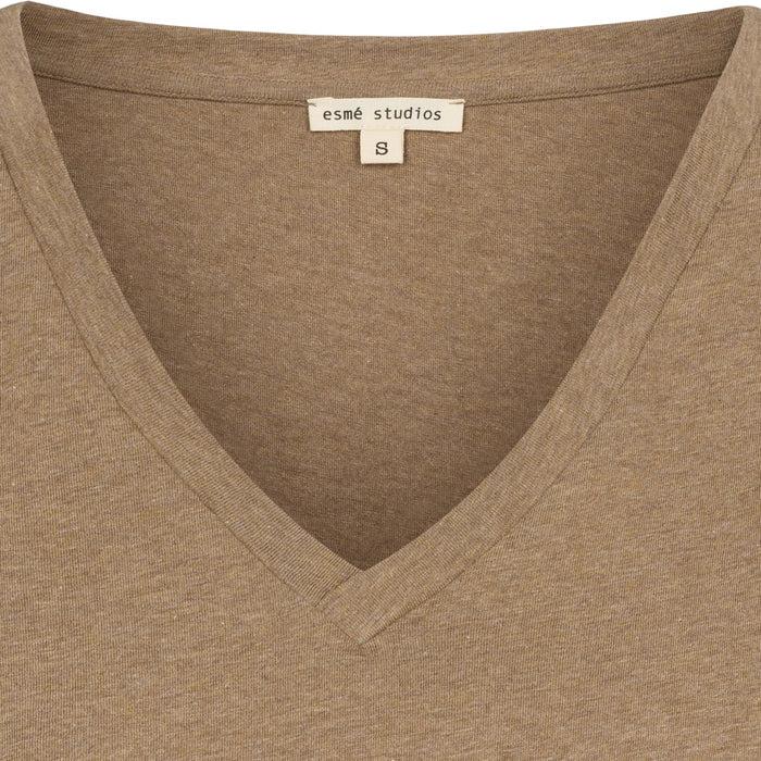 Esmé Studios ESMelan V-neck Tee GOTS - Tannin Mélange