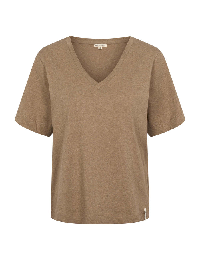 esmé studios ESMelan V-neck Tee GOTS - Tannin Mélange