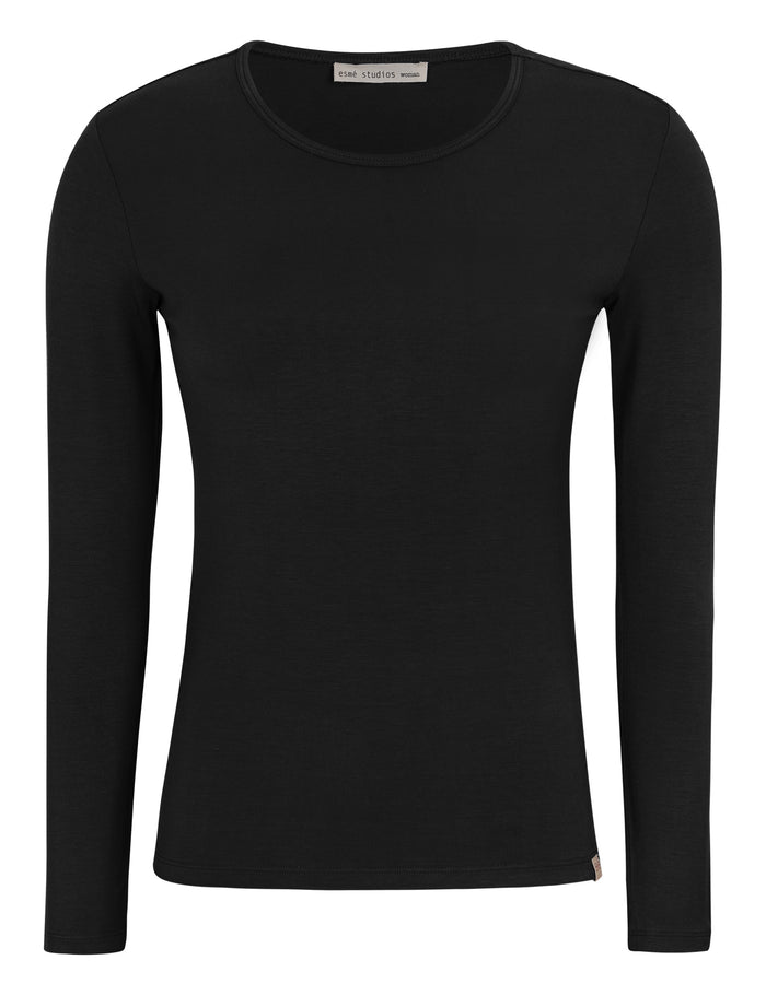 esmé studios ESPenelope LS O-neck Slim T-shirt - Black