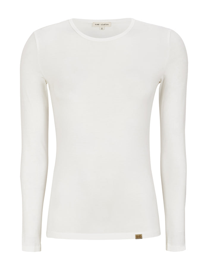 esmé studios ESPenelope LS O-neck Slim T-shirt - White