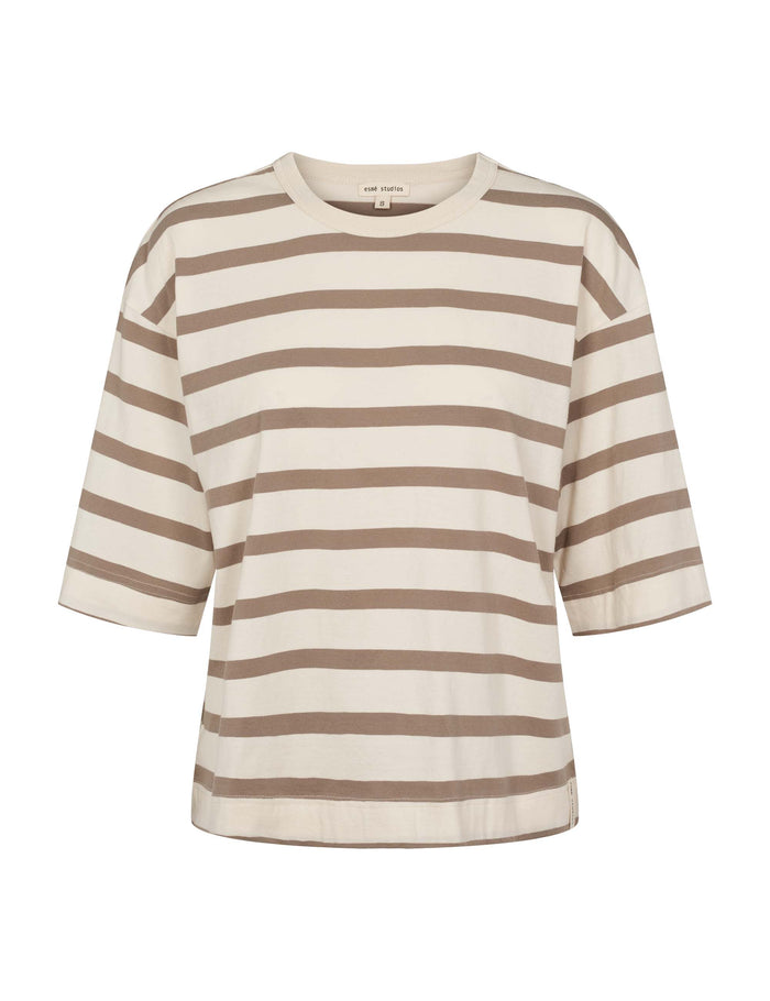 Esmé Studios ESSigne Boxy T-shirt Stripe GOTS - Fungi