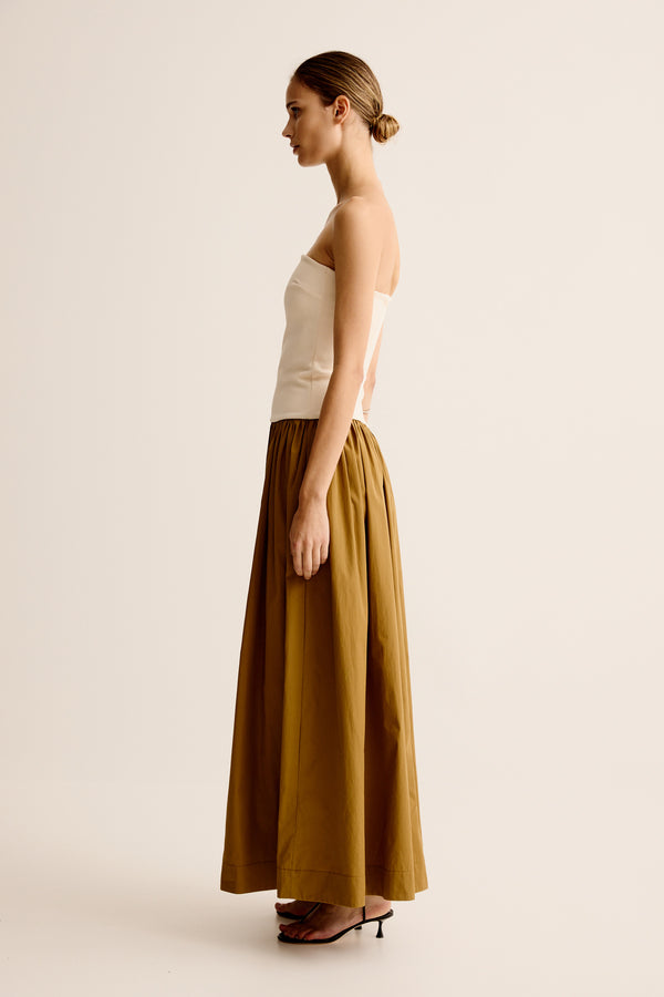 Esse Studios Duo Strapless Knit Cotton Dress - Crema / Light Olive
