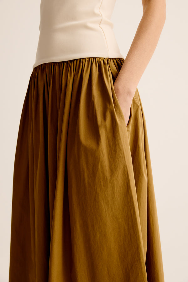 Esse Studios Duo Strapless Knit Cotton Dress - Crema / Light Olive