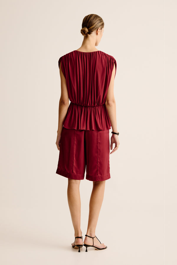 Esse Studios Bonachi Drape Top - Cherry