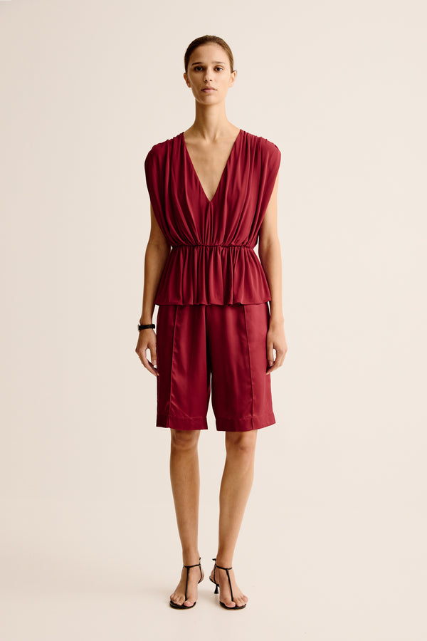 esse studios Bonachi Drape Top - Cherry