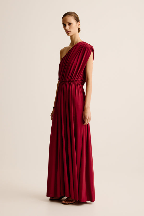 Esse Studios Bonachi One Shoulder Dress - Cherry