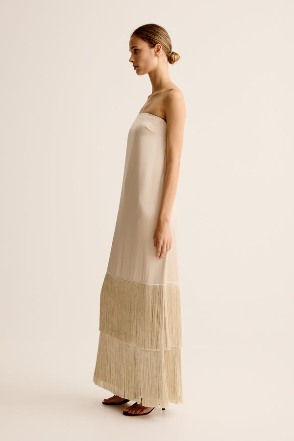 Esse Studios Cinca Fringe Dress - Oyster