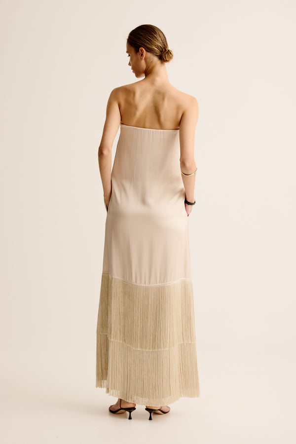 Esse Studios Cinca Fringe Dress - Oyster