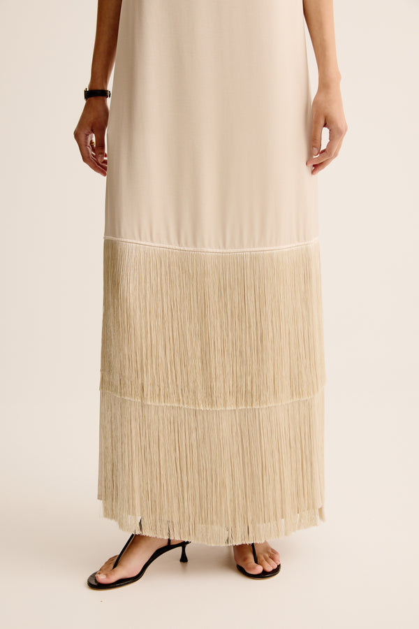Esse Studios Cinca Fringe Dress - Oyster