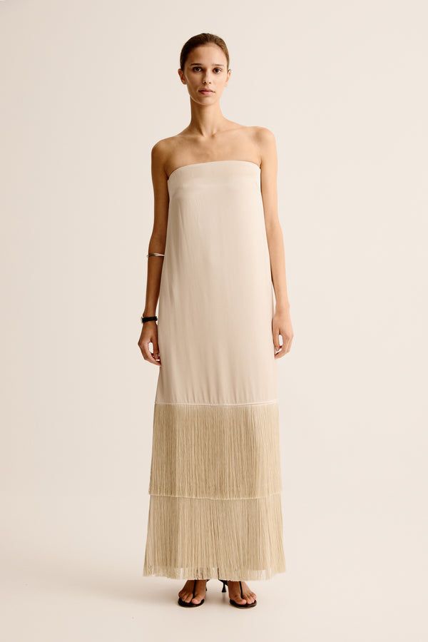 esse studios Cinca Fringe Dress - Oyster