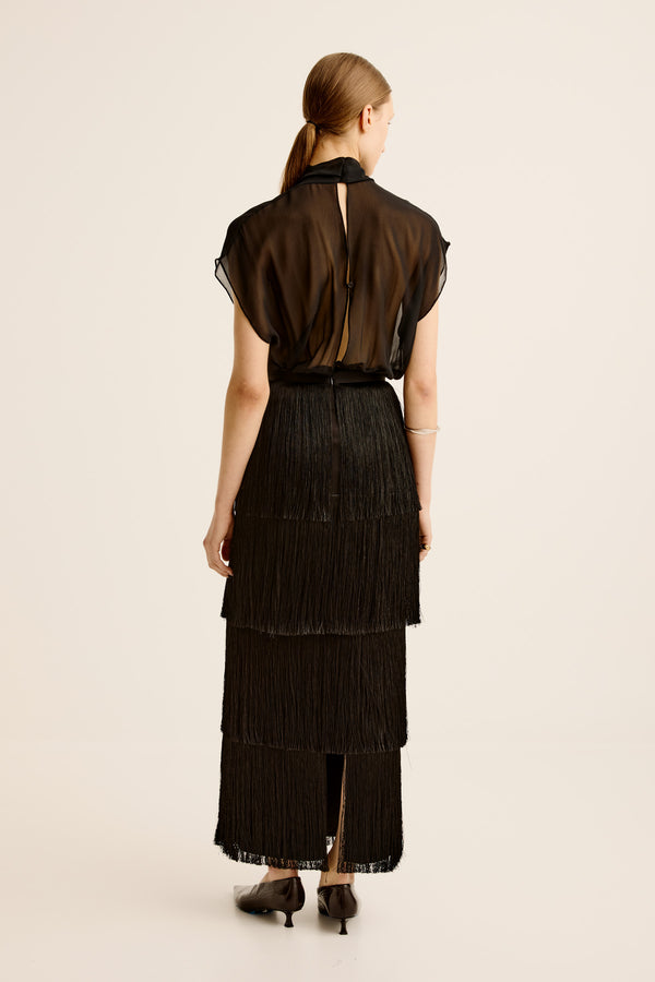Esse Studios Cinca Fringe Maxi Skirt - Black