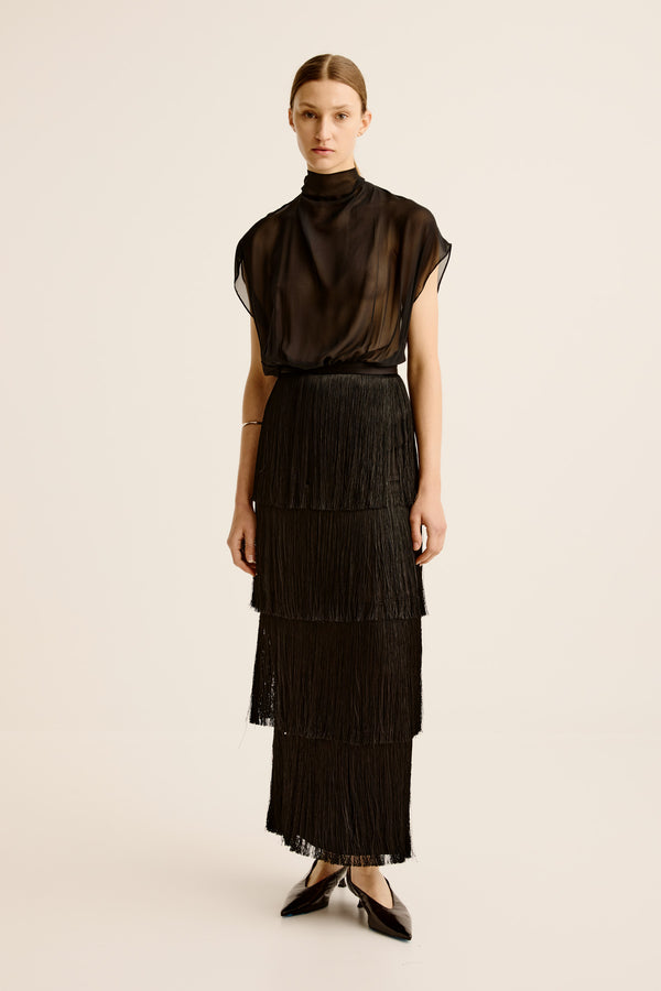 esse studios Cinca Fringe Maxi Skirt - Black