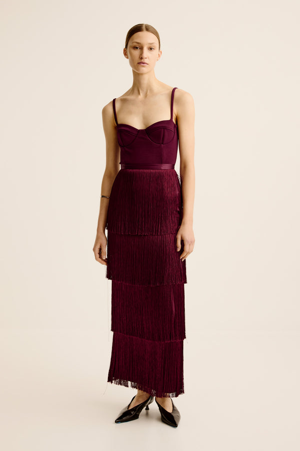 Esse Studios Cinca Fringe Maxi Skirt - Shiraz