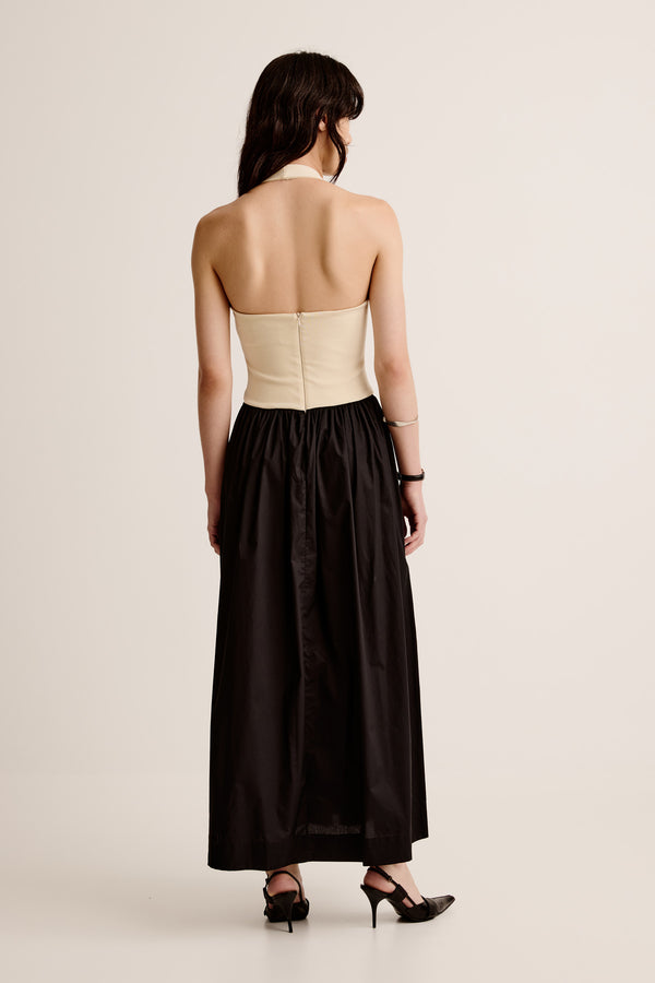 Esse Studios Halter Duo Dress - Buttermilk / Black