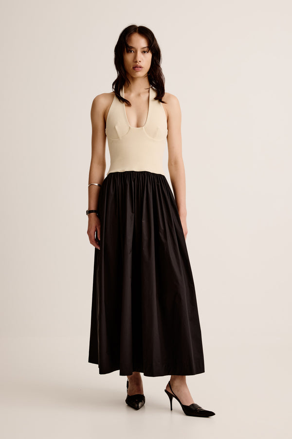 esse studios Halter Duo Dress - Buttermilk / Black