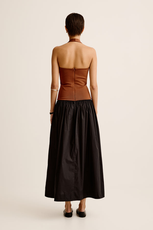 Esse Studios Halter Duo Dress - Cinnamon / Black