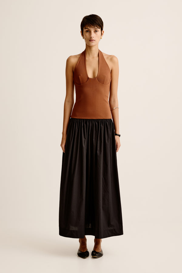esse studios Halter Duo Dress - Cinnamon / Black
