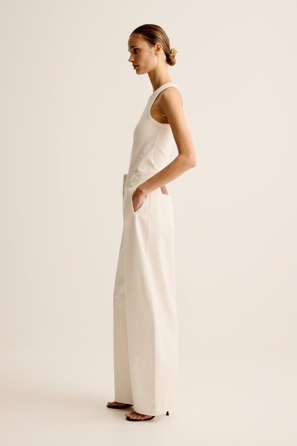 Esse Studios High Neck Rib Tank Top - Ivory