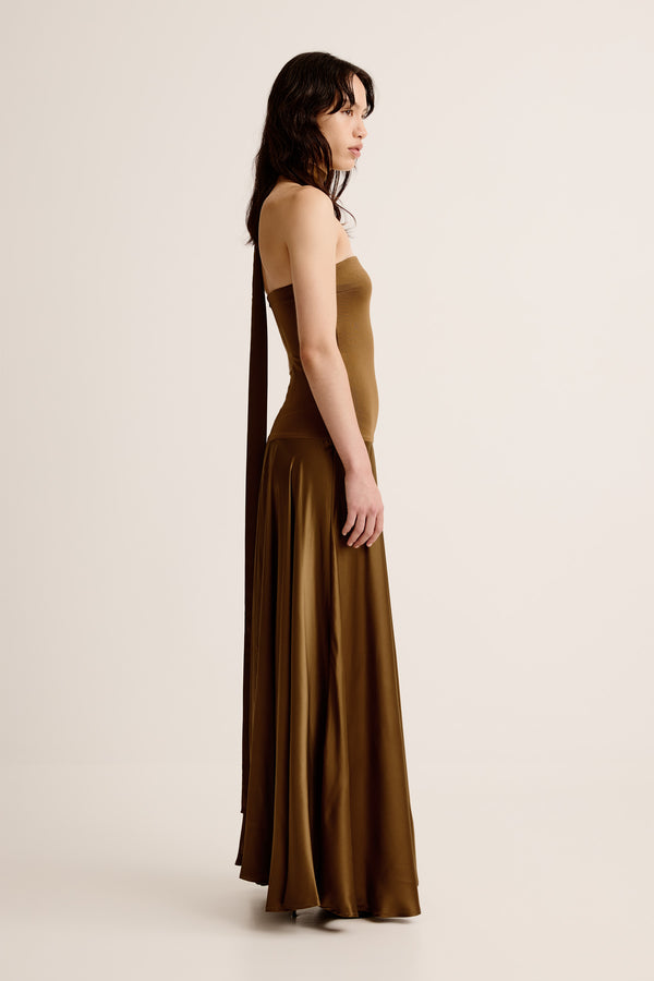 Esse Studios Illi Strapless Dress - Dark Olive