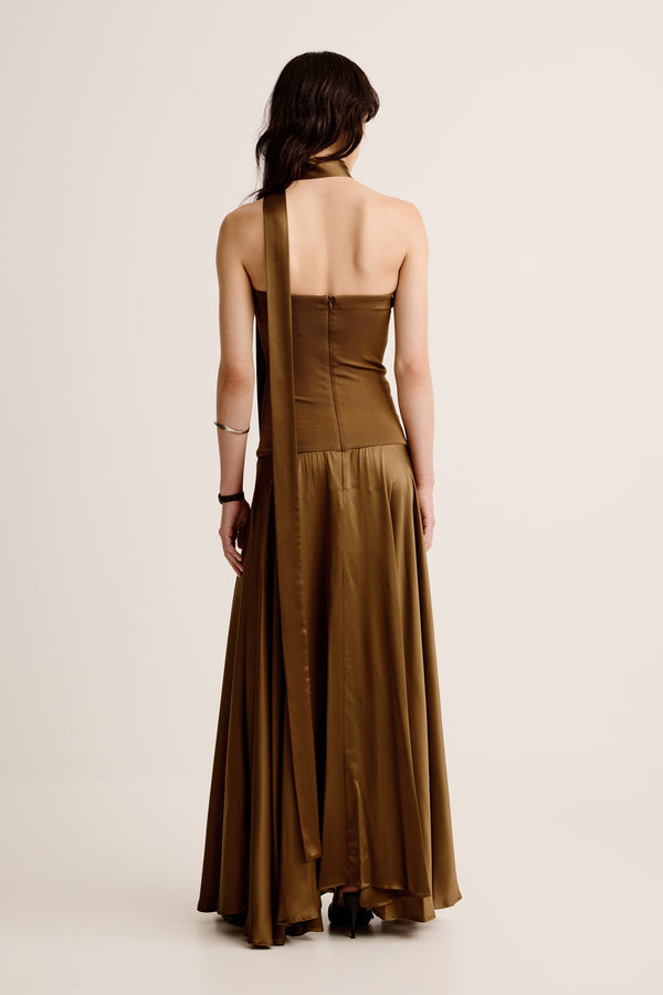 Esse Studios Illi Strapless Dress - Dark Olive