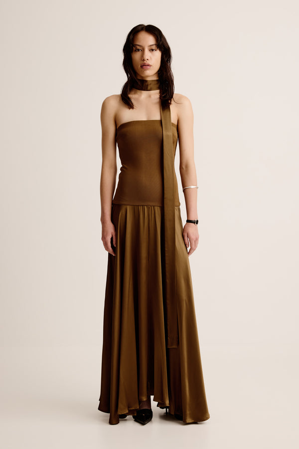 esse studios Illi Strapless Dress - Dark Olive