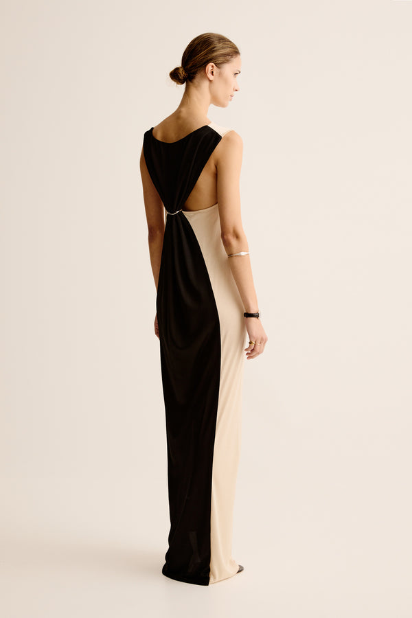 esse studios Maca Duo Dress - Macadamia / Black