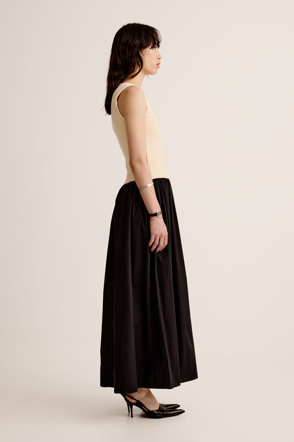 Esse Studios V Knit Cotton Dress - Buttermilk / Black