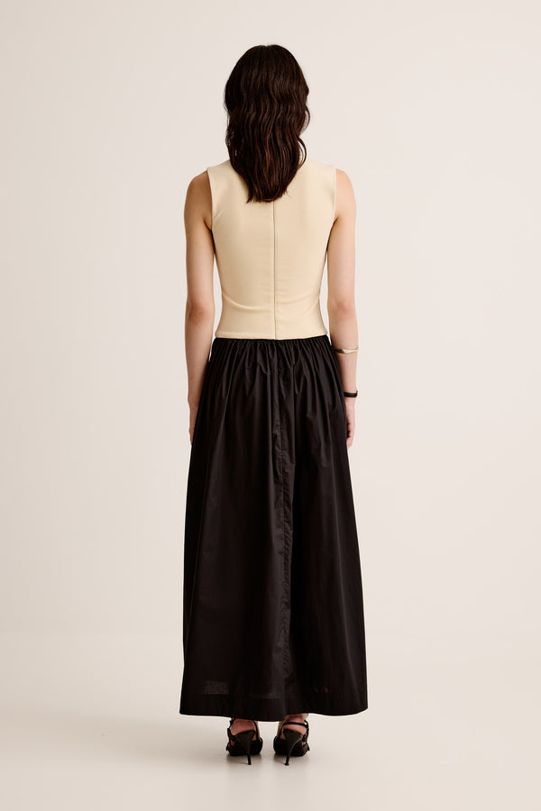 Esse Studios V Knit Cotton Dress - Buttermilk / Black
