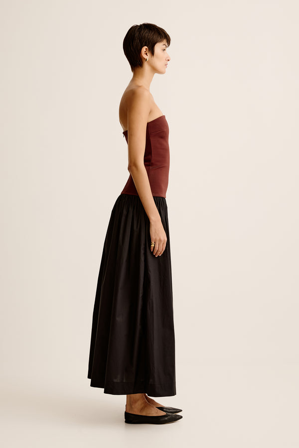 Esse Studios Strapless Knit Cotton Dress - Java / Black