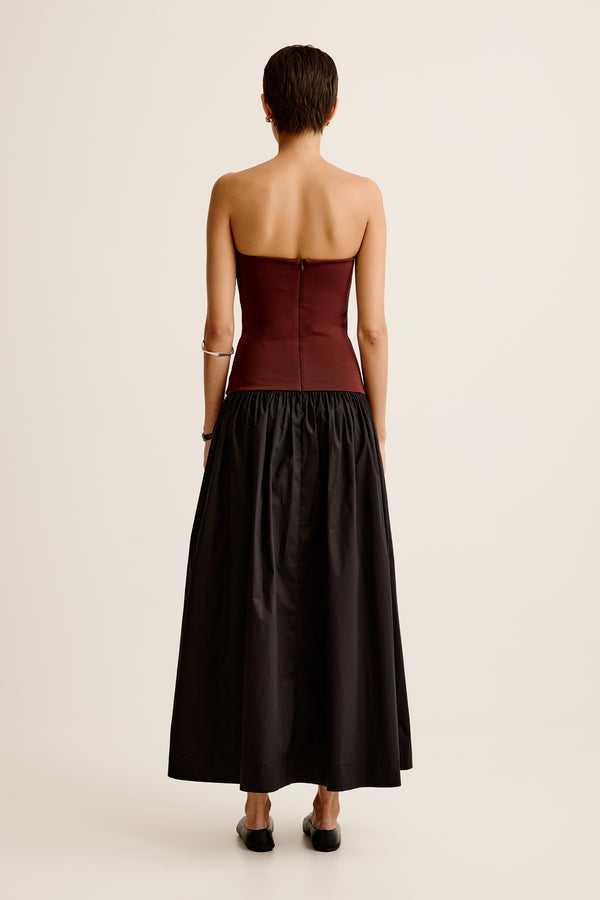 Esse Studios Strapless Knit Cotton Dress - Java / Black