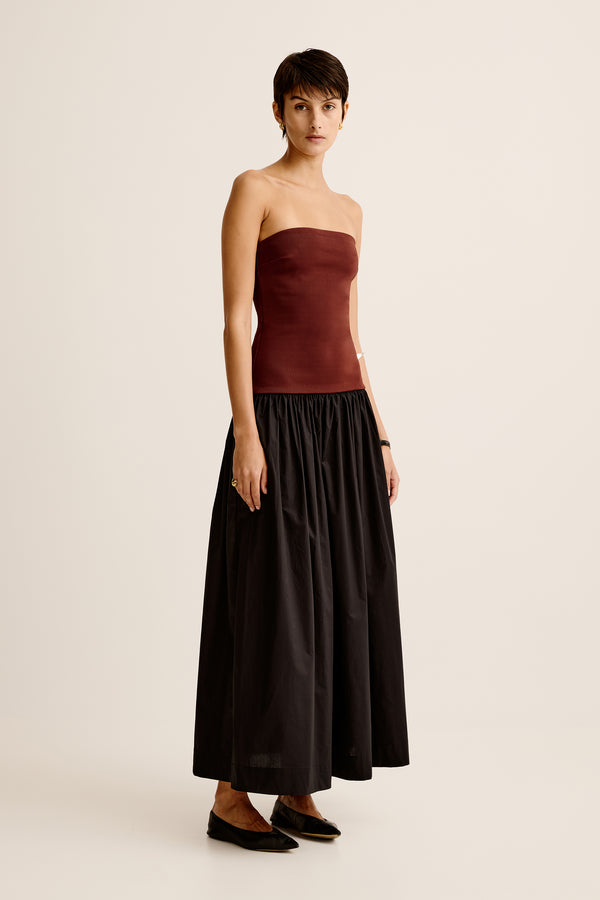 esse studios Strapless Knit Cotton Dress - Java / Black