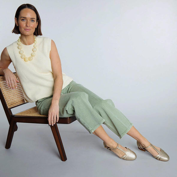 Esska Aurora WIDE Vegan Embossed Platinum Flat Shoe